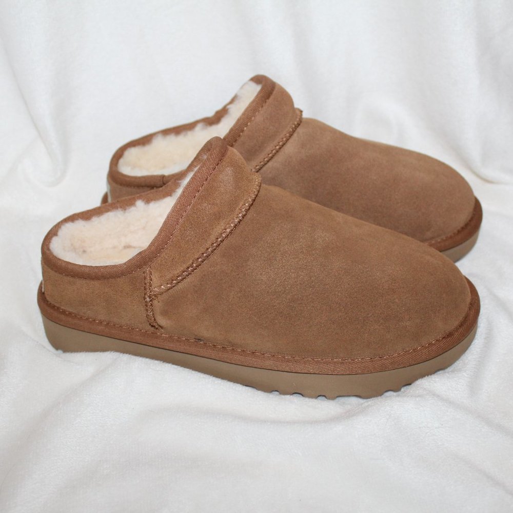 NIB WOMEN UGG Classic Suede Slippers CHESTNUT - Picture 5 of 9